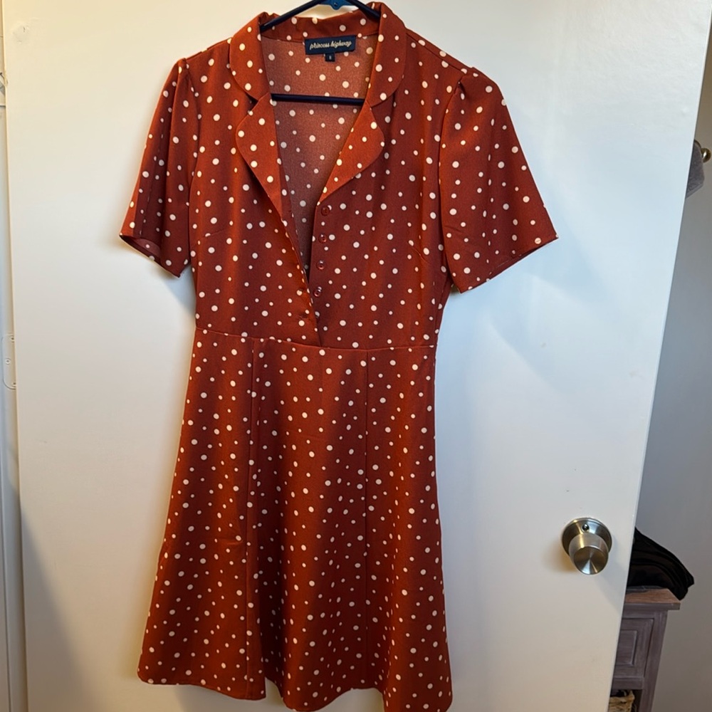 Princess highway orange polka dot dress